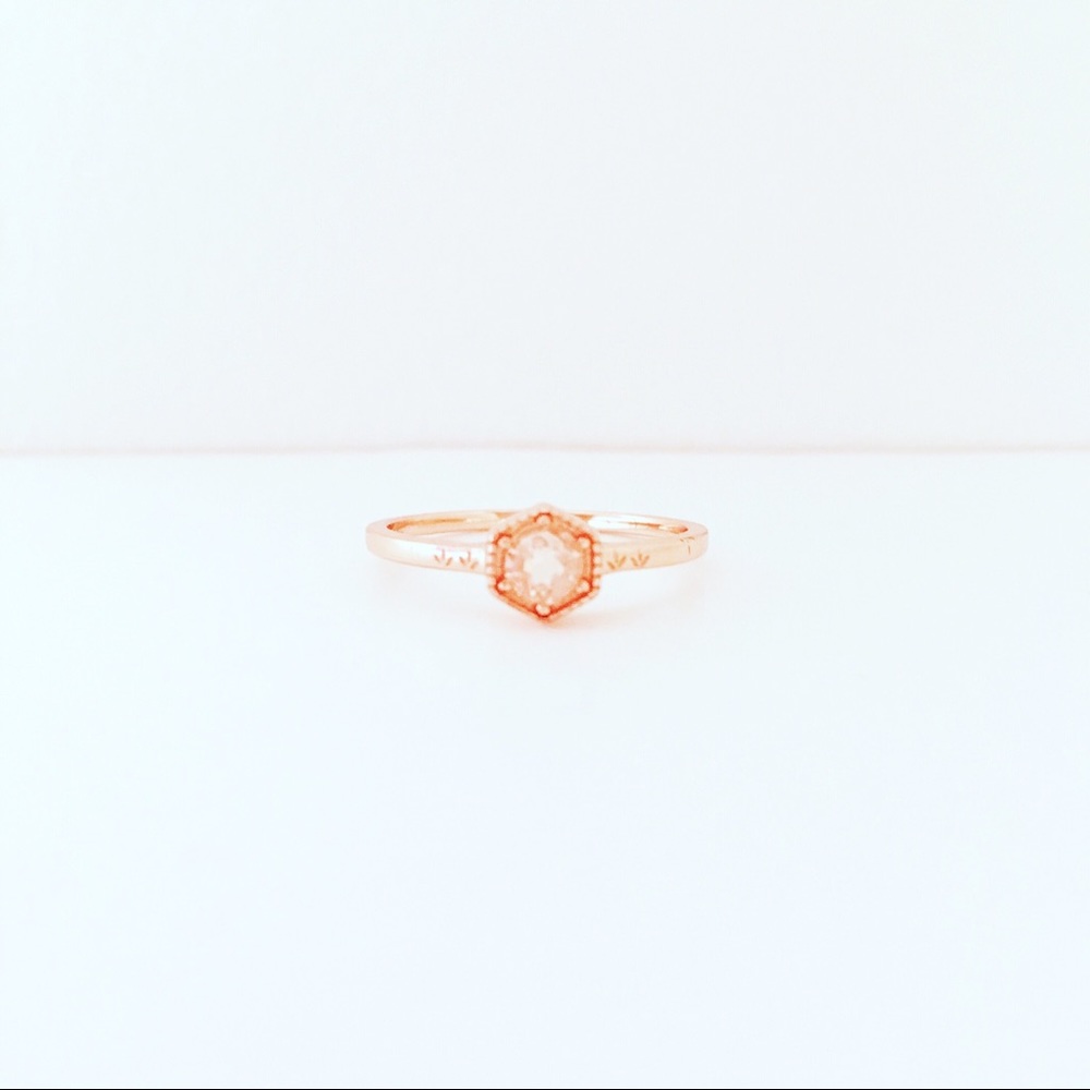 COPY - Morganite Hexagon Ring, 14k Rose Gold Diamond ring